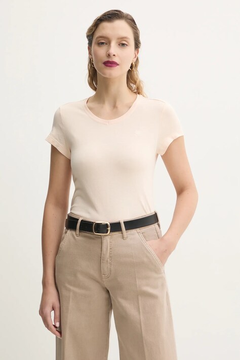 Бавовняна футболка G-Star Raw Eyben slim v t 2.0 — SS24-TSD1H9, бежевий — фото 4
