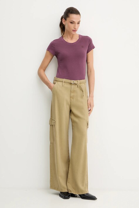 G-Star футболка жіноча бавовняна Overdyed eyben slim v t 2.0 — SS24-TSD1HA, бордо — фото 2