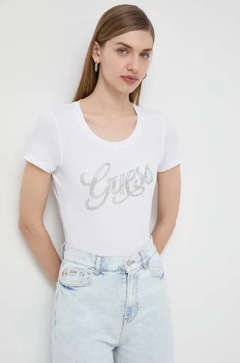 Kratka majica Guess ženska, bela barva, W4GI30 J1314