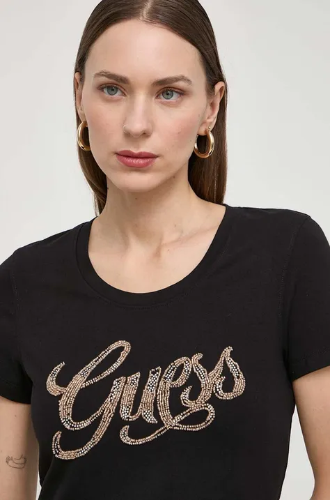 Kratka majica Guess ženska, črna barva, W4GI30 J1314