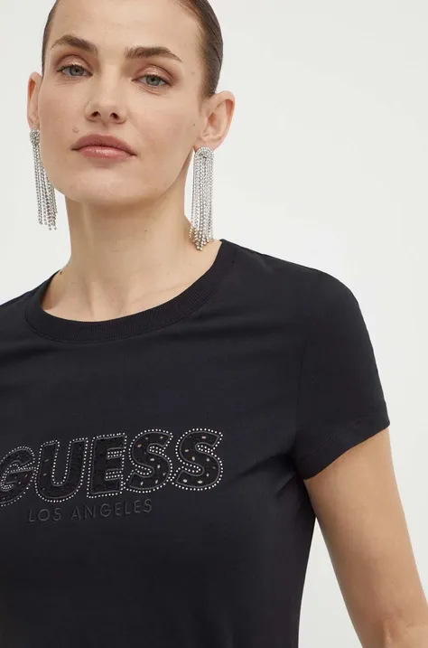 Kratka majica Guess ženska, črna barva, W4GI14 J1314