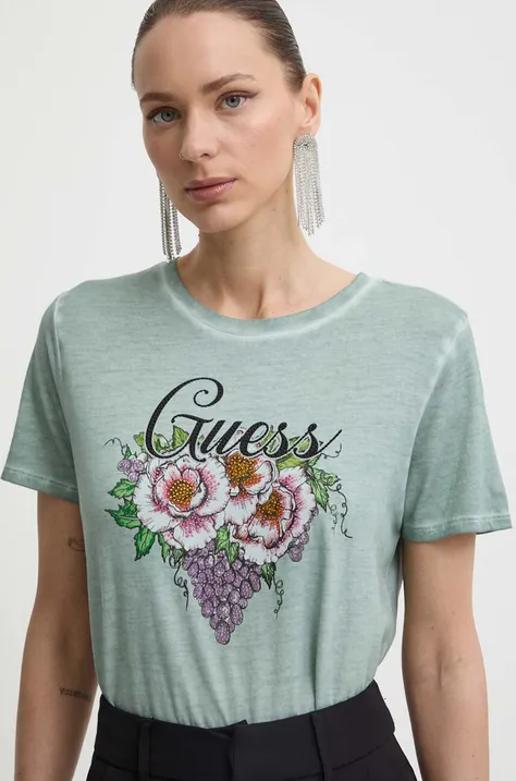 Μπλουζάκι Guess χρώμα: πράσινο, W4GI49 K9SN1