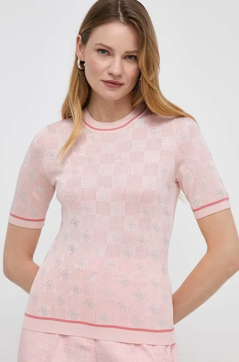 Guess t-shirt ROSIE damski kolor różowy W4GR05 Z3D60