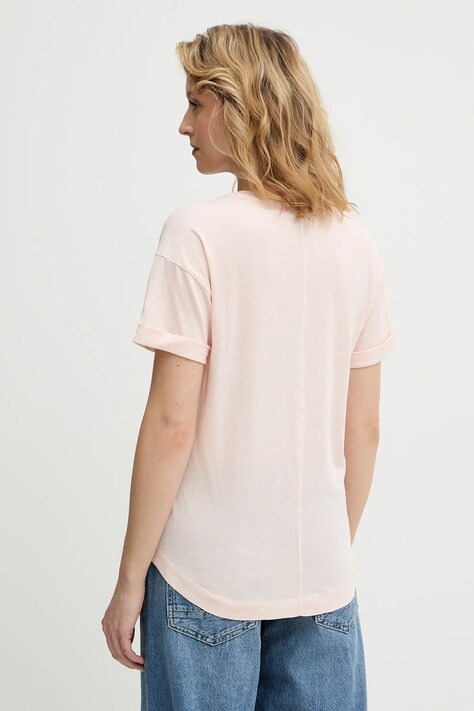 Бавовняна футболка G-Star Raw Rolled up sl BF — SS24-TSD1IL, рожевий — фото 3