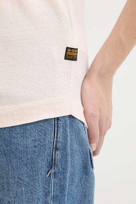 Бавовняна футболка G-Star Raw Rolled up sl BF — SS24-TSD1IL, рожевий — фото 5