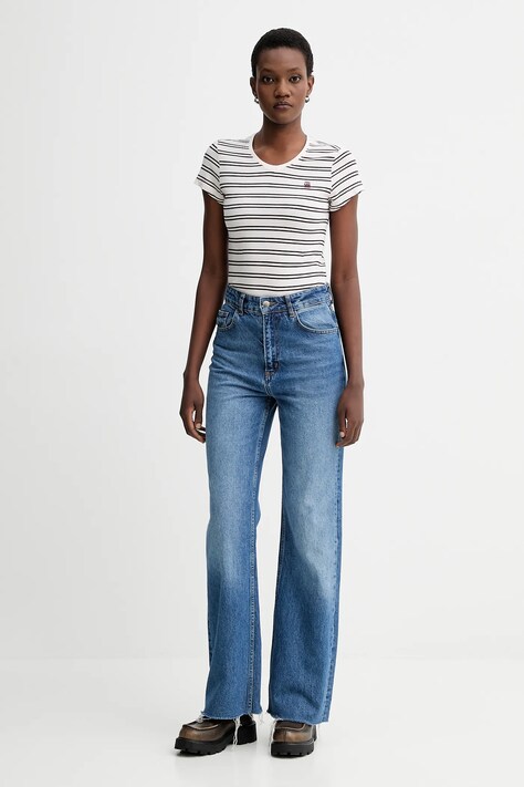 G-Star футболка жіноча бавовняна Stripe eyben slim v t 2.0 — SS24-TSD1IS, бежевий — фото 2