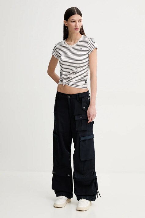 G-Star футболка жіноча бавовняна Stripe eyben slim v t 2.0 — SS24-TSD1IS, бежевий — фото 2