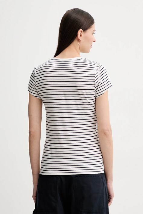 G-Star футболка жіноча бавовняна Stripe eyben slim v t 2.0 — SS24-TSD1IS, бежевий — фото 3