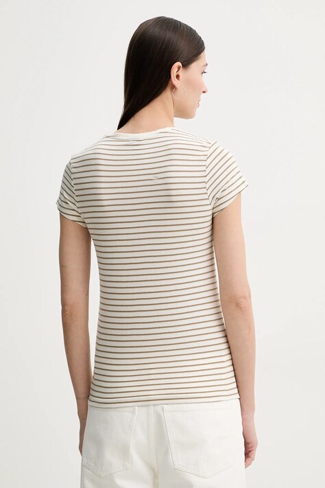 G-Star футболка жіноча бавовняна Stripe eyben slim v t 2.0 — SS24-TSD1IS, бежевий — фото 3