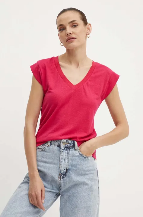 Ľanové tričko Morgan DAME ružová farba, DAME