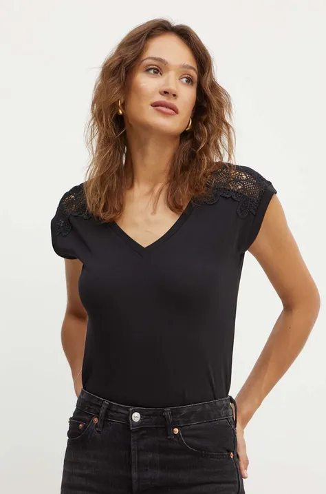 Βαμβακερό μπλουζάκι Morgan DECI DECI γυναικείο, χρώμα: μαύρο, DECI DECI