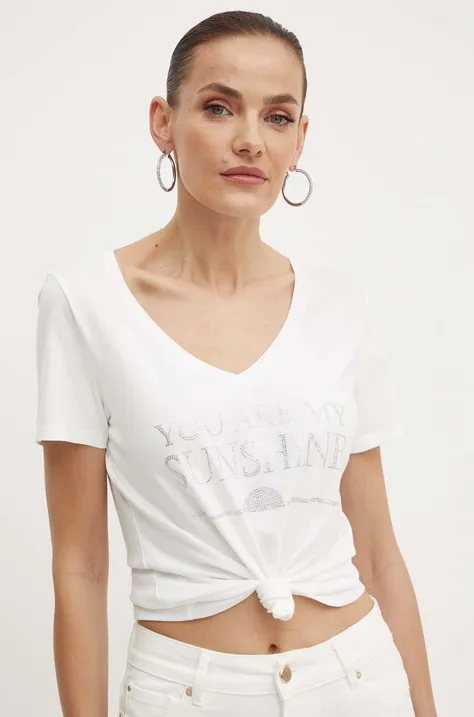Kratka majica Morgan DSHINE ženska, bela barva, DSHINE
