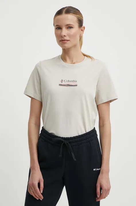 Columbia t-shirt bawełniany Boundless Beauty damski kolor beżowy 2036581