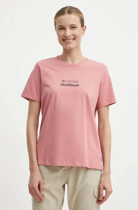 Βαμβακερό μπλουζάκι Columbia Boundless Beauty γυναικείο, χρώμα: ροζ, 2036581
