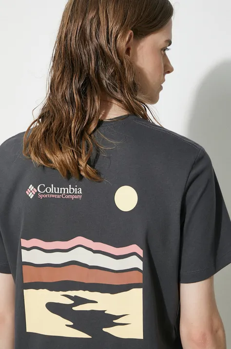 Columbia cotton t-shirt Boundless Beauty women’s gray color 2036581