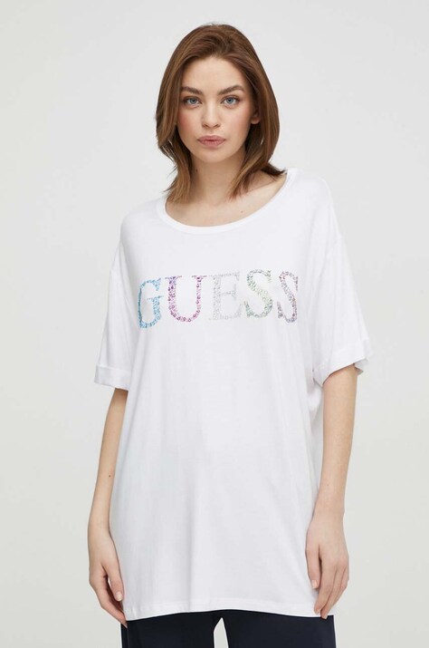 Μπλουζάκι παραλίας Guess χρώμα: άσπρο