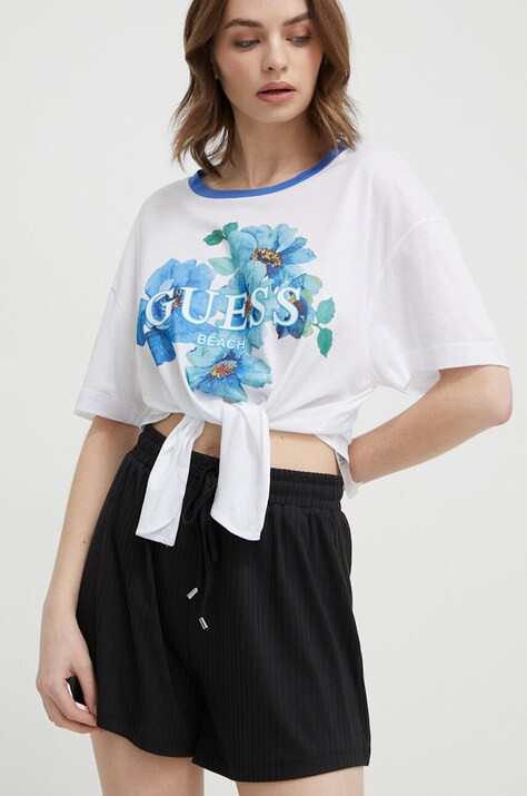 Guess tricou de plajă culoarea alb