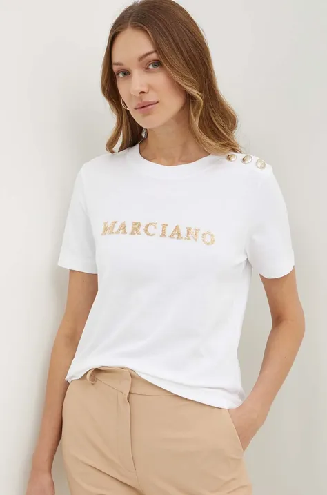 Βαμβακερό μπλουζάκι Marciano Guess VIVIANA γυναικείο, χρώμα: άσπρο, 4GGP18 6255A