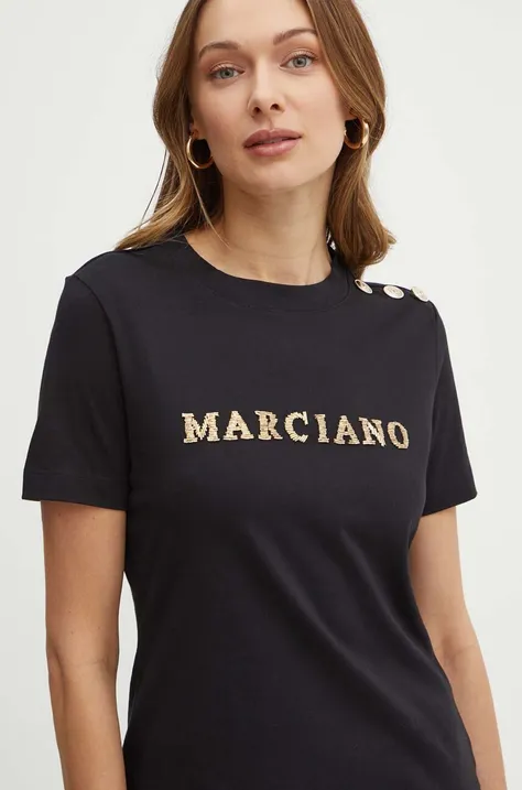 Bavlnené tričko Marciano Guess VIVIANA dámske, čierna farba, 4GGP18 6255A