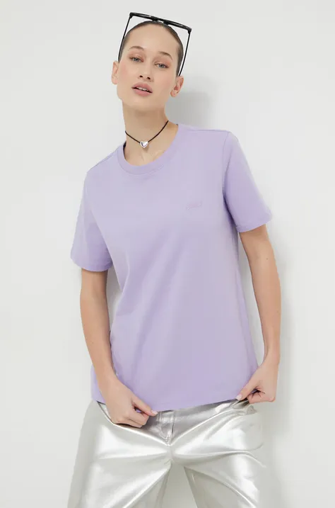 Bombažna kratka majica Superdry ženski, vijolična barva