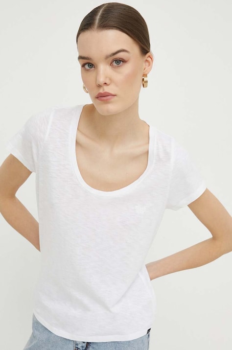 Superdry tricou femei, culoarea alb