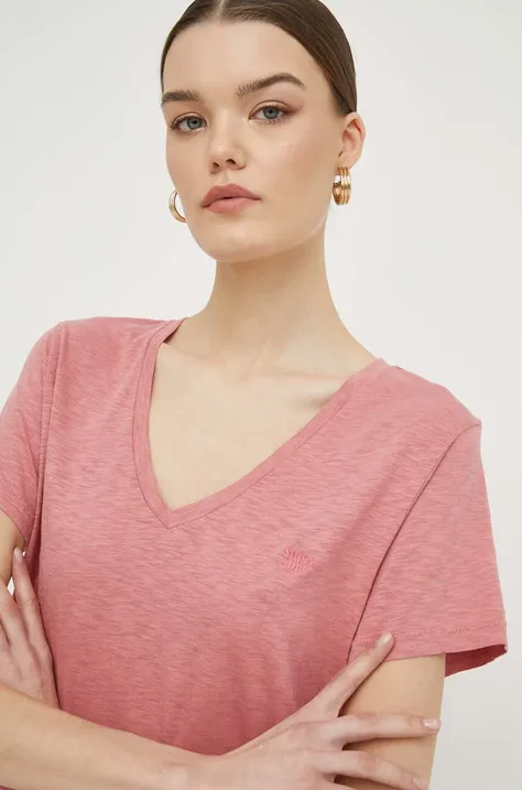 Kratka majica Superdry ženski, roza barva