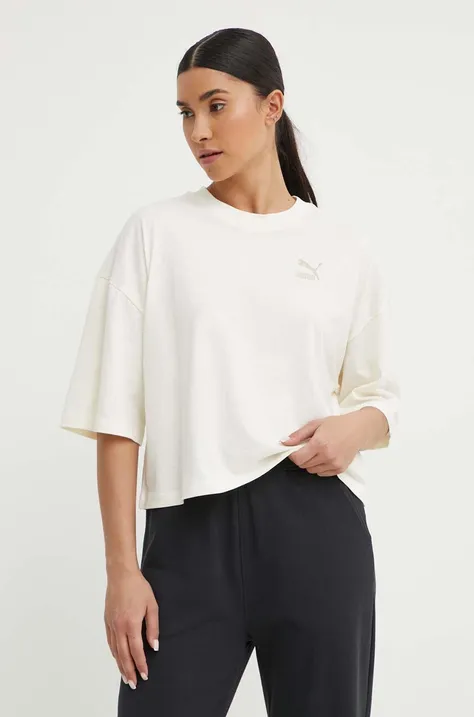 Puma cotton t-shirt women’s beige color