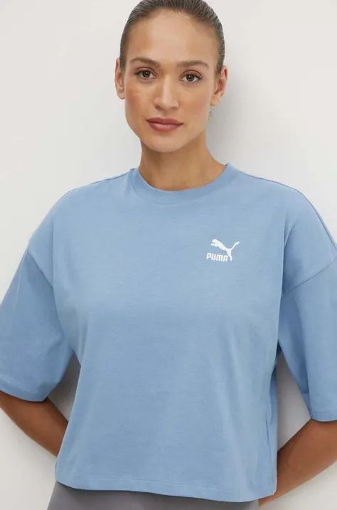 Puma cotton t-shirt women’s blue color