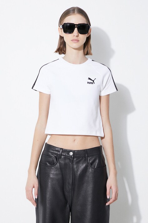 Puma tricou Iconic T7 femei, culoarea alb, 625598