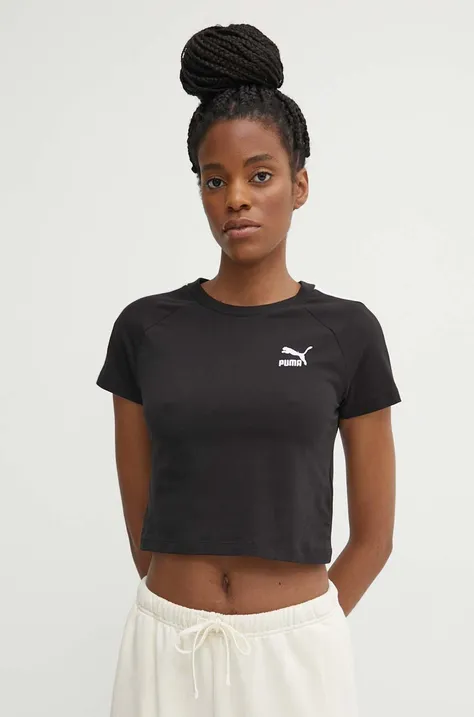 Puma tricou Iconic T7 femei, culoarea negru, 625598