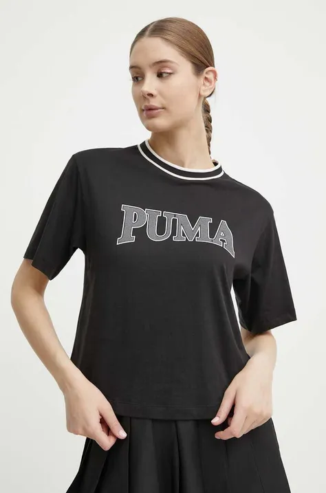 Bavlnené tričko Puma  SQUAD dámsky,čierna farba,677903