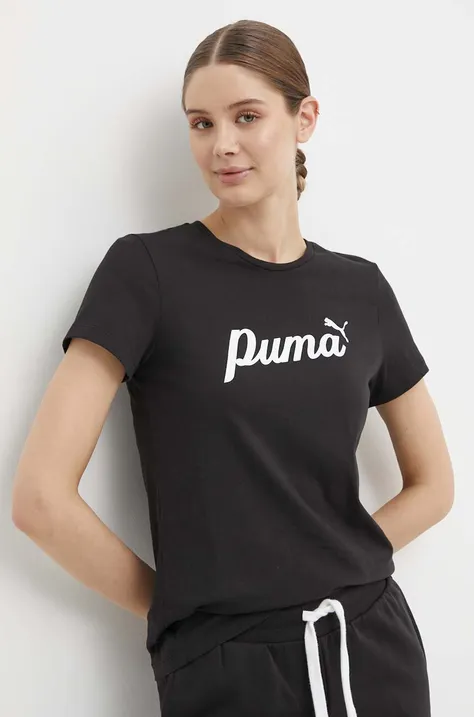 Pamučna majica Puma za žene, boja: crna, 679315