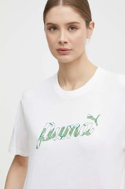 Βαμβακερό μπλουζάκι Puma γυναικείο, χρώμα: άσπρο, 680432