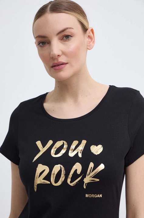 Morgan t-shirt DYOU női, fekete, DYOU