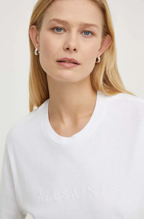 Βαμβακερό μπλουζάκι AllSaints PIPPA γυναικείο, χρώμα: άσπρο