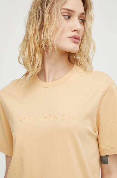 AllSaints t-shirt bawełniany PIPPA damski kolor żółty