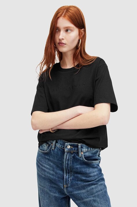 Памучна тениска AllSaints PIPPA в черно