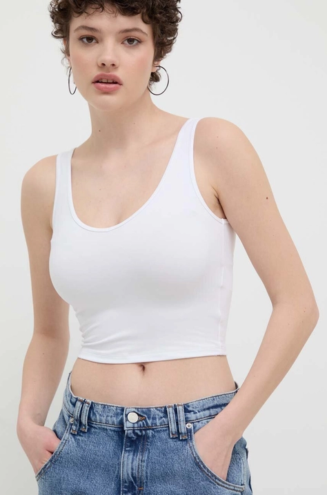 Hollister Co. top femei, culoarea alb