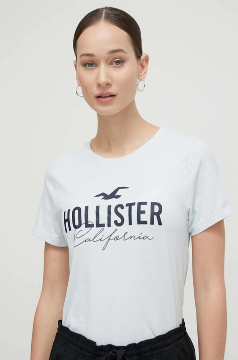 Памучна тениска Hollister Co. в синьо