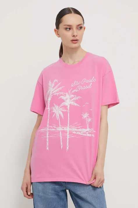 Hollister Co. t-shirt bawełniany damski kolor różowy