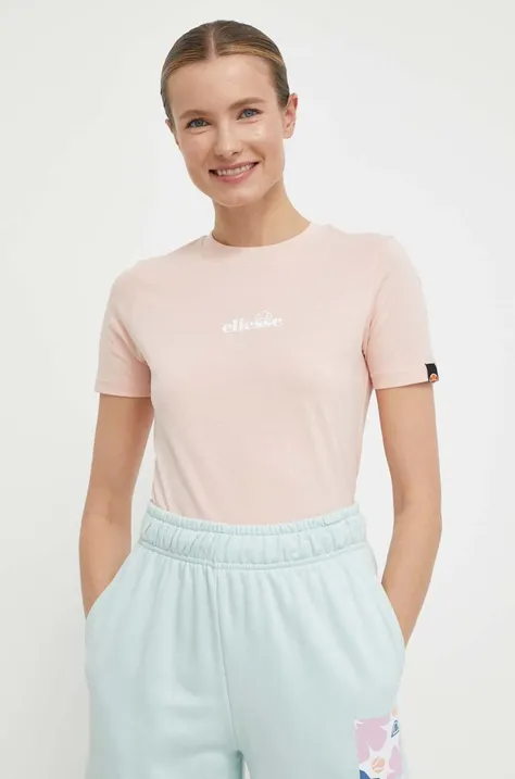 Bombažna kratka majica Ellesse Beckana Tee ženska, roza barva, SGP16458