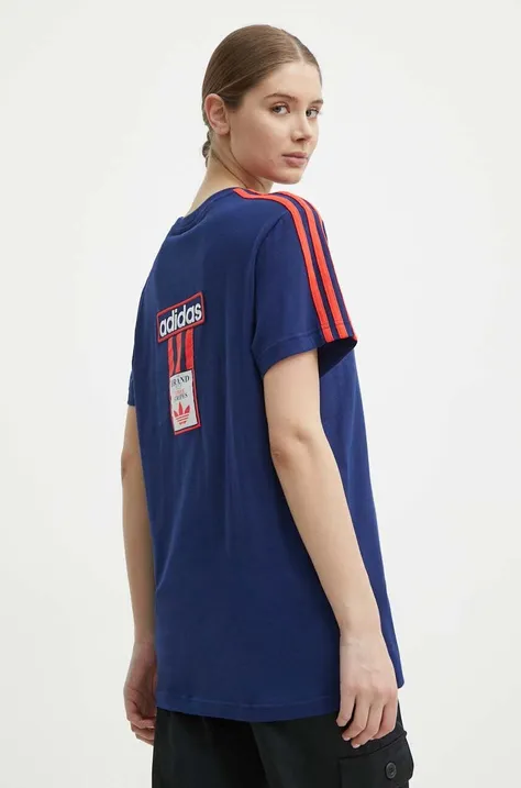 Bavlnené tričko adidas Originals dámske, tmavomodrá farba, IU2476