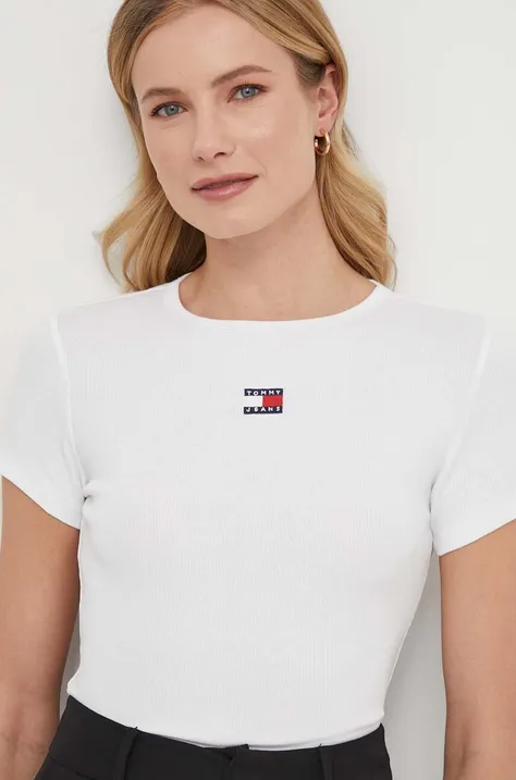 Tommy Jeans tricou femei, culoarea alb DW0DW17881
