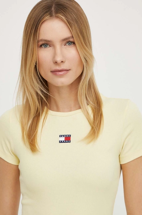 Tommy Jeans t-shirt női, sárga