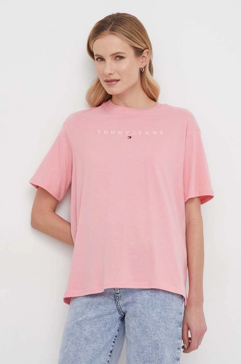 Tommy Jeans t-shirt bawełniany damski kolor różowy DW0DW17836