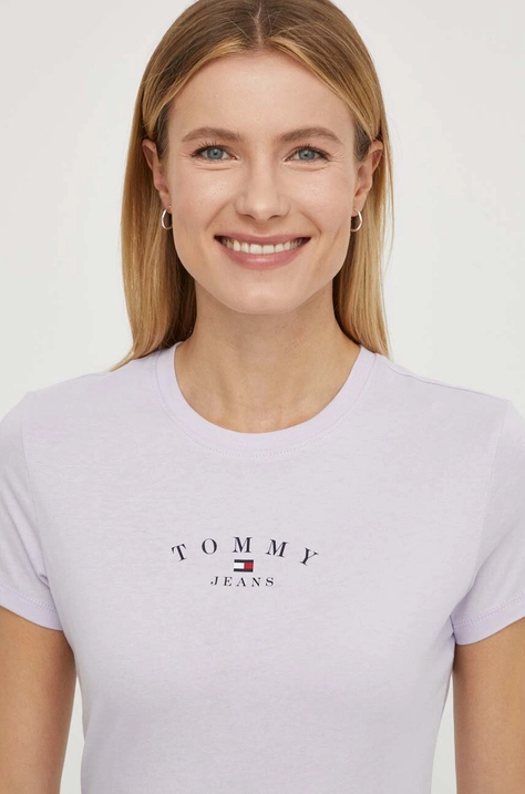 Tričko Tommy Jeans dámsky,fialová farba,DW0DW18140