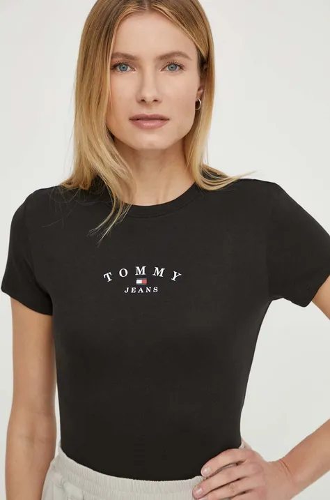 Μπλουζάκι Tommy Jeans χρώμα: μαύρο