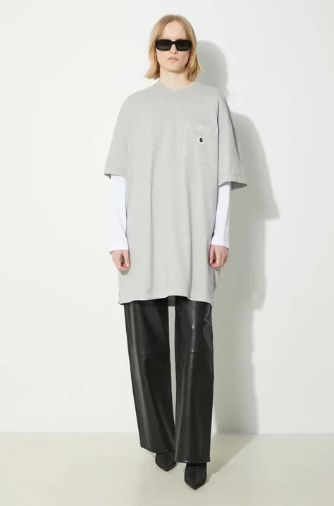 Carhartt WIP cotton t-shirt S/S Nelson Grand T-Shirt women’s gray color I031616.1YEGD