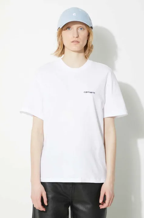 Βαμβακερό μπλουζάκι Carhartt WIP S/S Script Embroidery T-S γυναικείο, χρώμα: άσπρο, I032293.00AXX