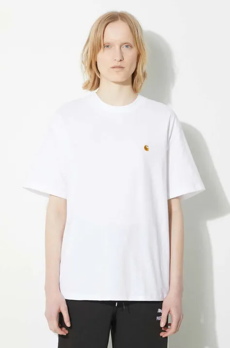 Βαμβακερό μπλουζάκι Carhartt WIP S/S Chase T-Shirt γυναικείο, χρώμα: άσπρο, I033045.00RXX